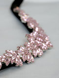 Browband- Pink Crystal V Shape in Brown Leather
