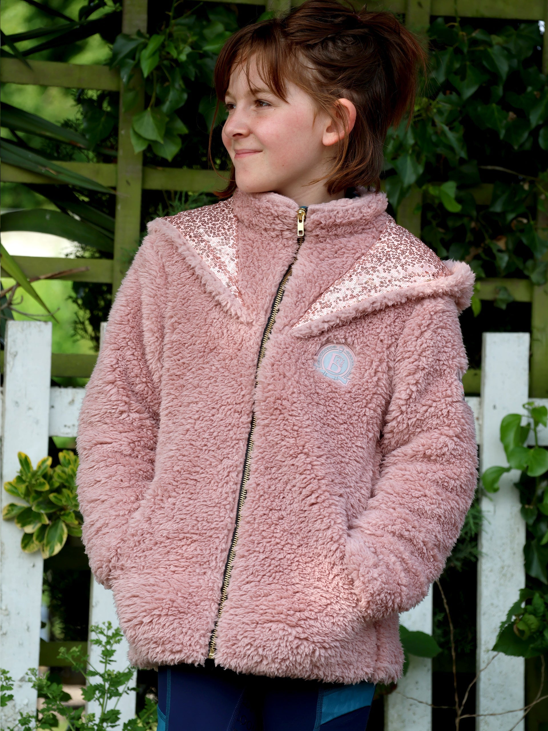 Kids Taggie Pink Double Collar Teddybear Fleece