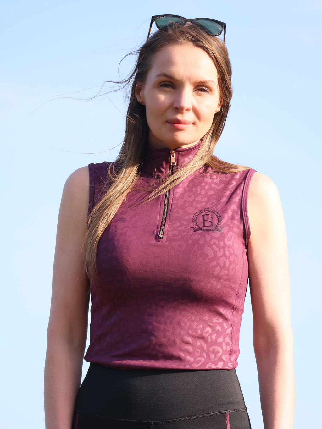 Leonora Black & Plum Full Silicone Seat Riding Leggings
