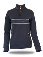 Camille Crystal in Navy Quarter Zip Top