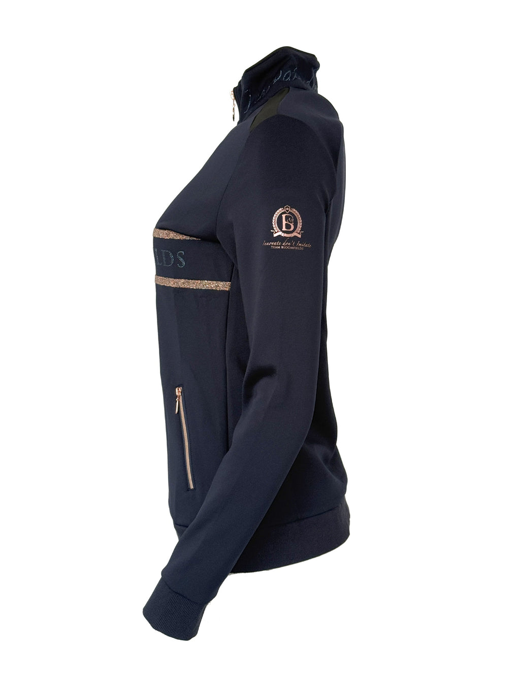 Camille Crystal in Navy Quarter Zip Top
