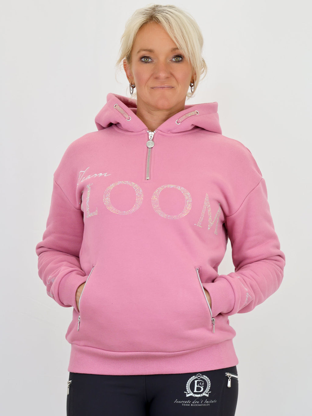 Luna - Rhinestone Logo Hoodie in Dusty Rose