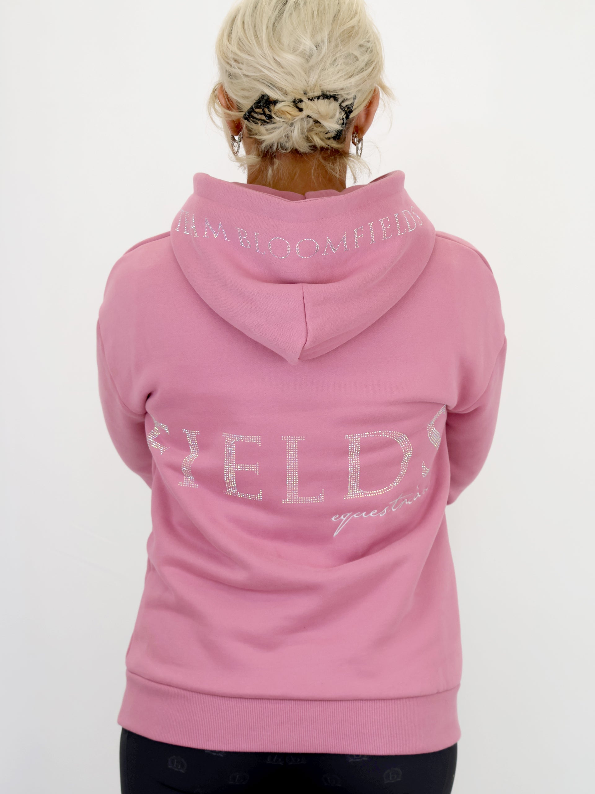 Luna - Rhinestone Logo Hoodie in Dusty Rose