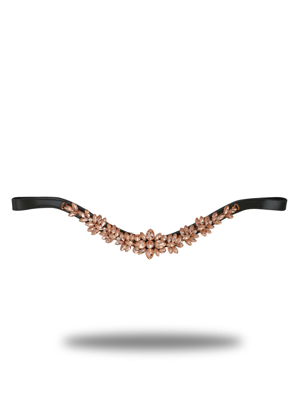 Browband- Copper Crystal V Shape in Brown Leather