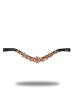 Browband- Copper Crystal V Shape in Brown Leather