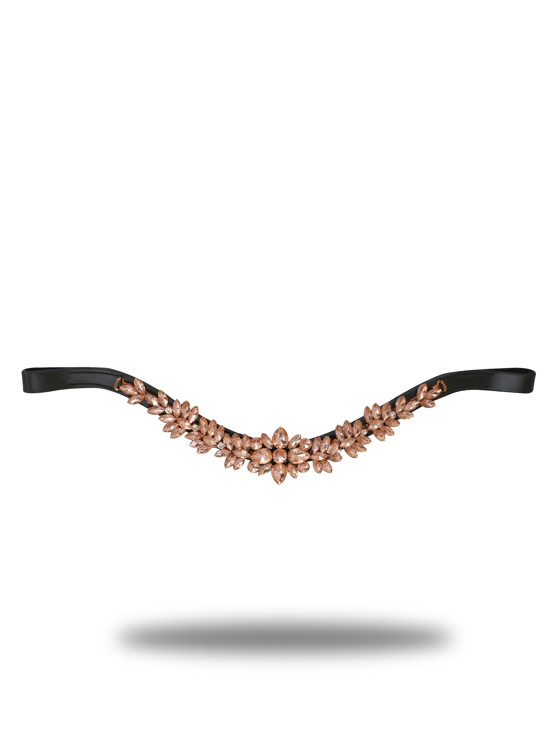 Browband- Copper Crystal V Shape in Brown Leather