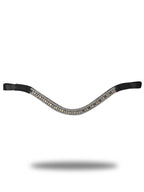 Browband- Silver & Champagne Crystal Curve in Brown Leather