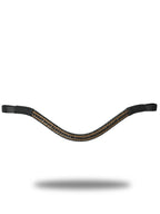 Browband- Black & Gold Crystal V Shape in Brown Leather