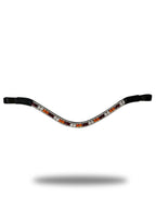Browband- Multi Bronze, Pink & Silver Crystal V Shape in Brown Leather