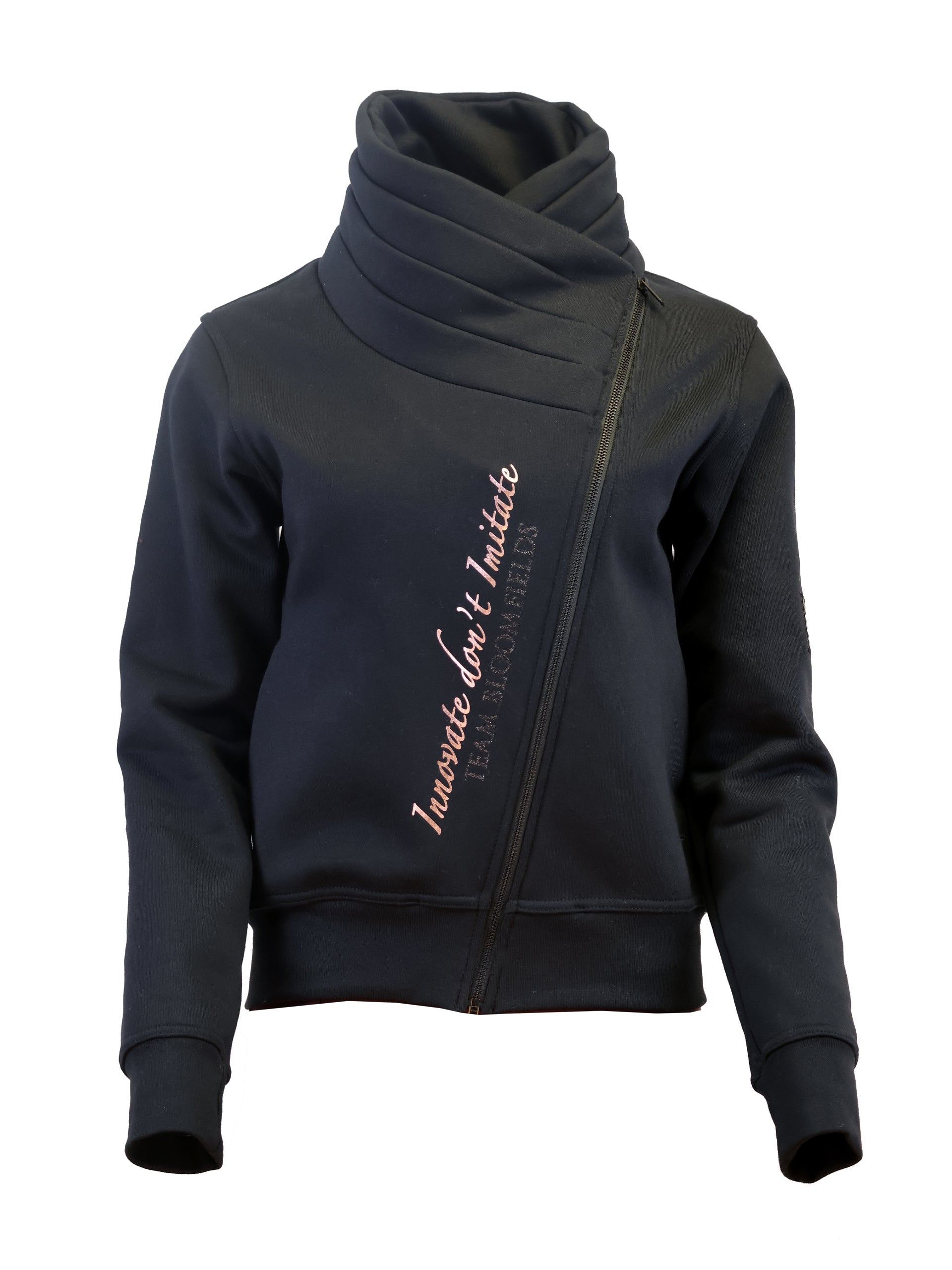 Sabrina Black & Rose Gold Pleated Collar Top