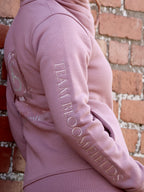 Sabrina Heather With Pink Logo Ruffle Collar Top