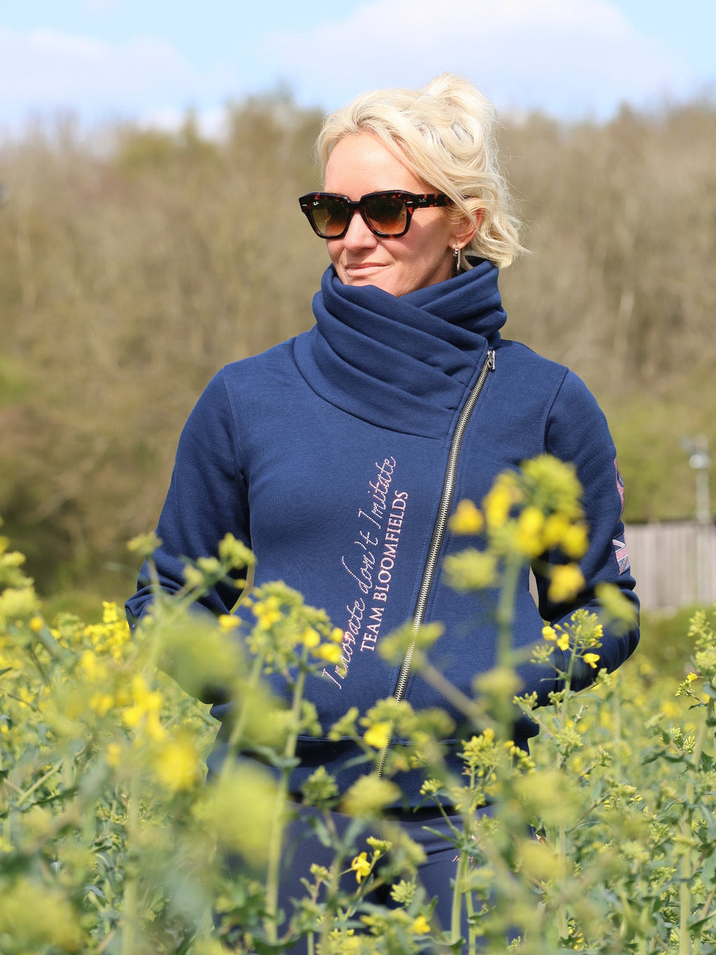 Sabrina Navy & Pink Ruffle Collar Top