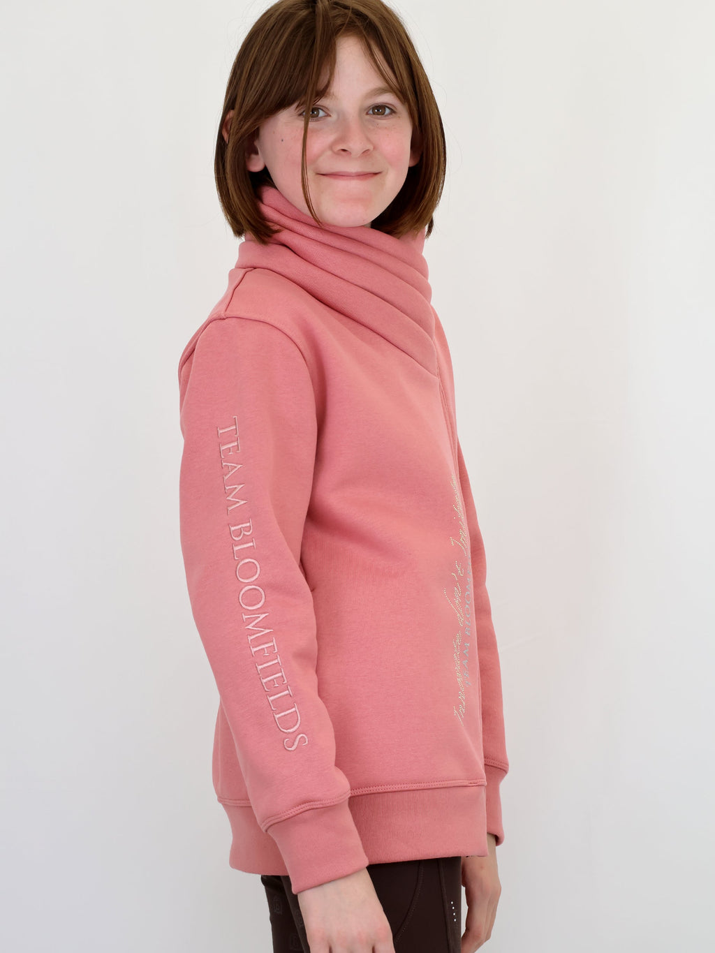 Kids Sabrina Apricot Rhinestones Ruffle Collar Top