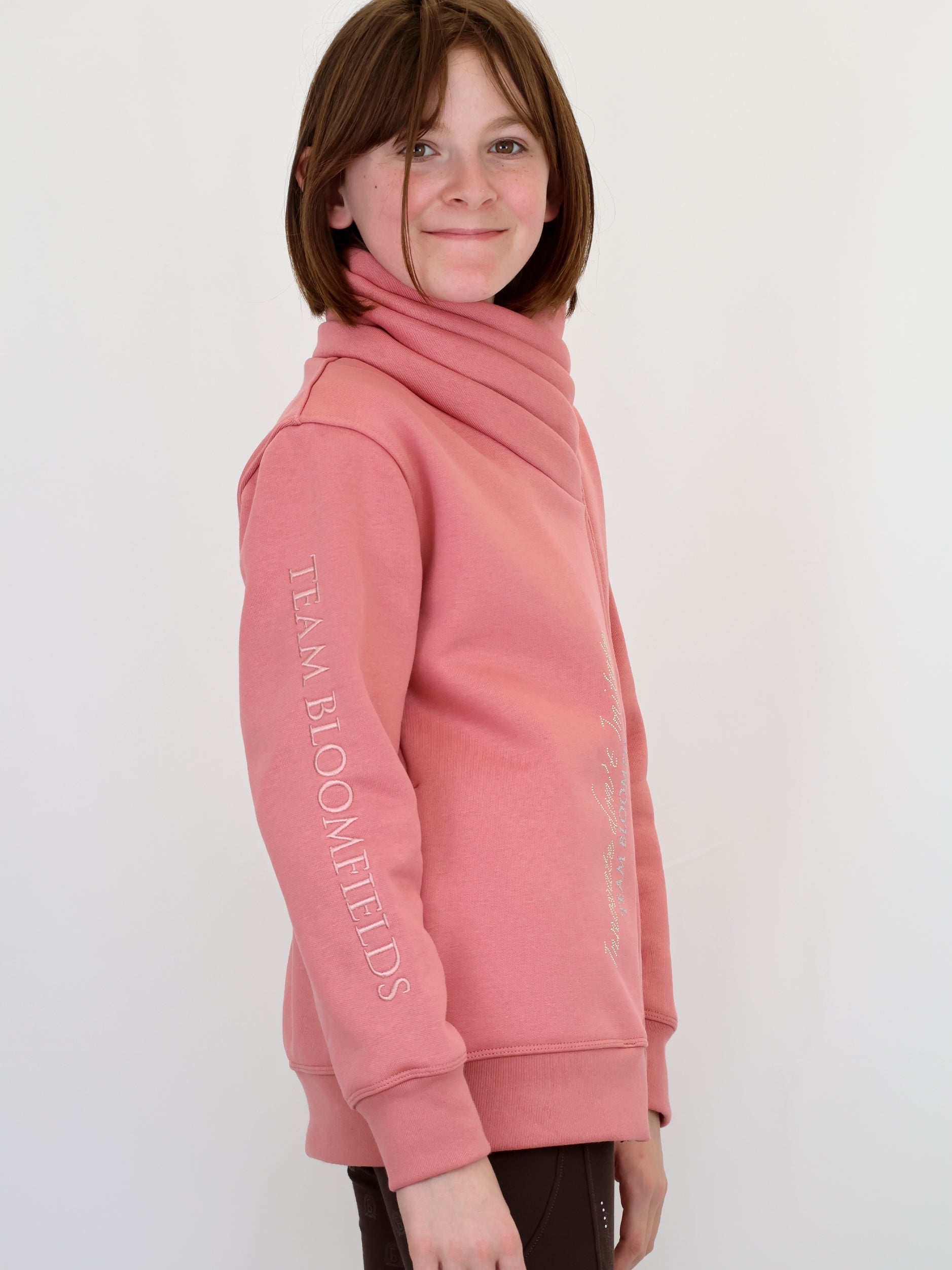 Kids Sabrina Apricot Rhinestones Ruffle Collar Top