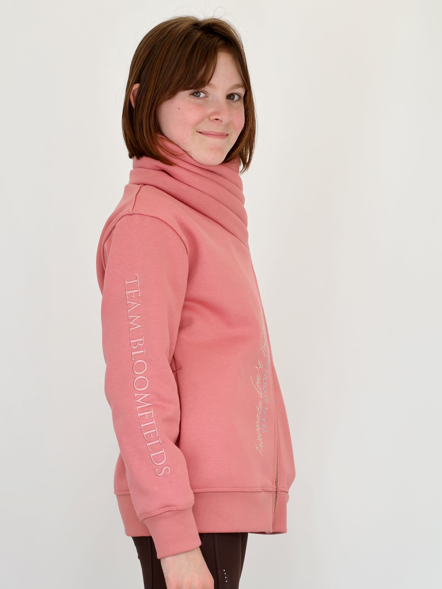 Kids Sabrina Apricot Rhinestones Ruffle Collar Top