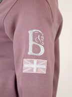 Sabrina Heather Crystal Silver Logo Ruffle Collar Top