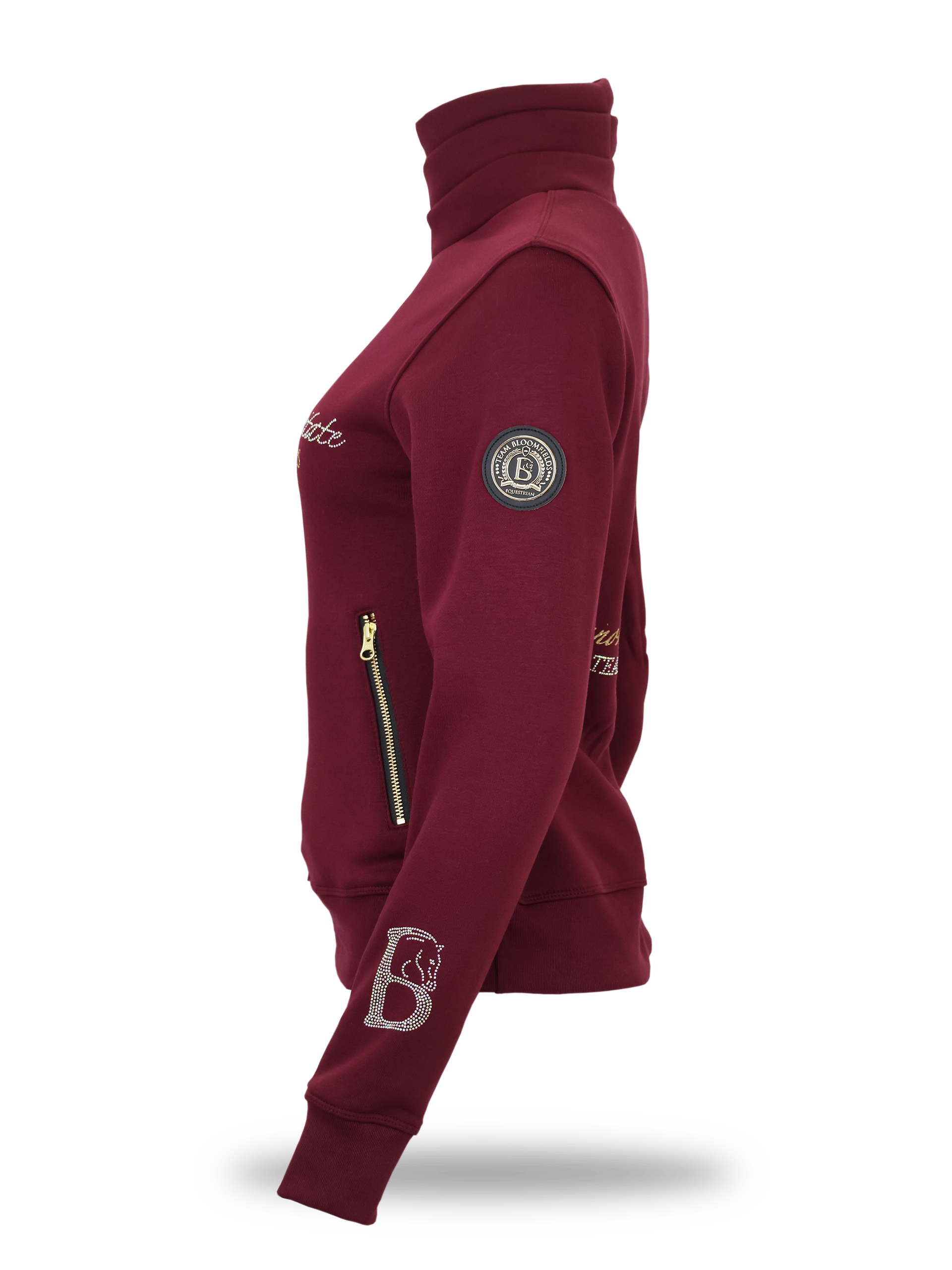 Kids Sade in Burgundy & White Rhinestone & Quarter Zip Top