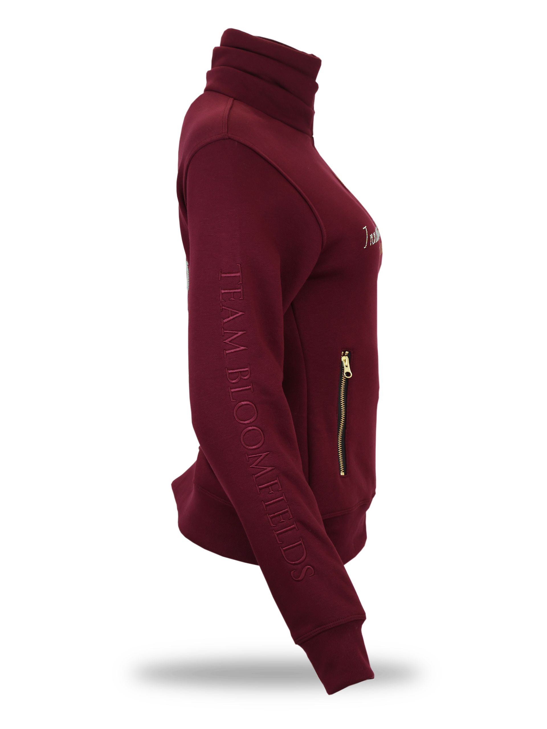 Sade in Burgundy & White Rhinestones & Quarter Zip Top