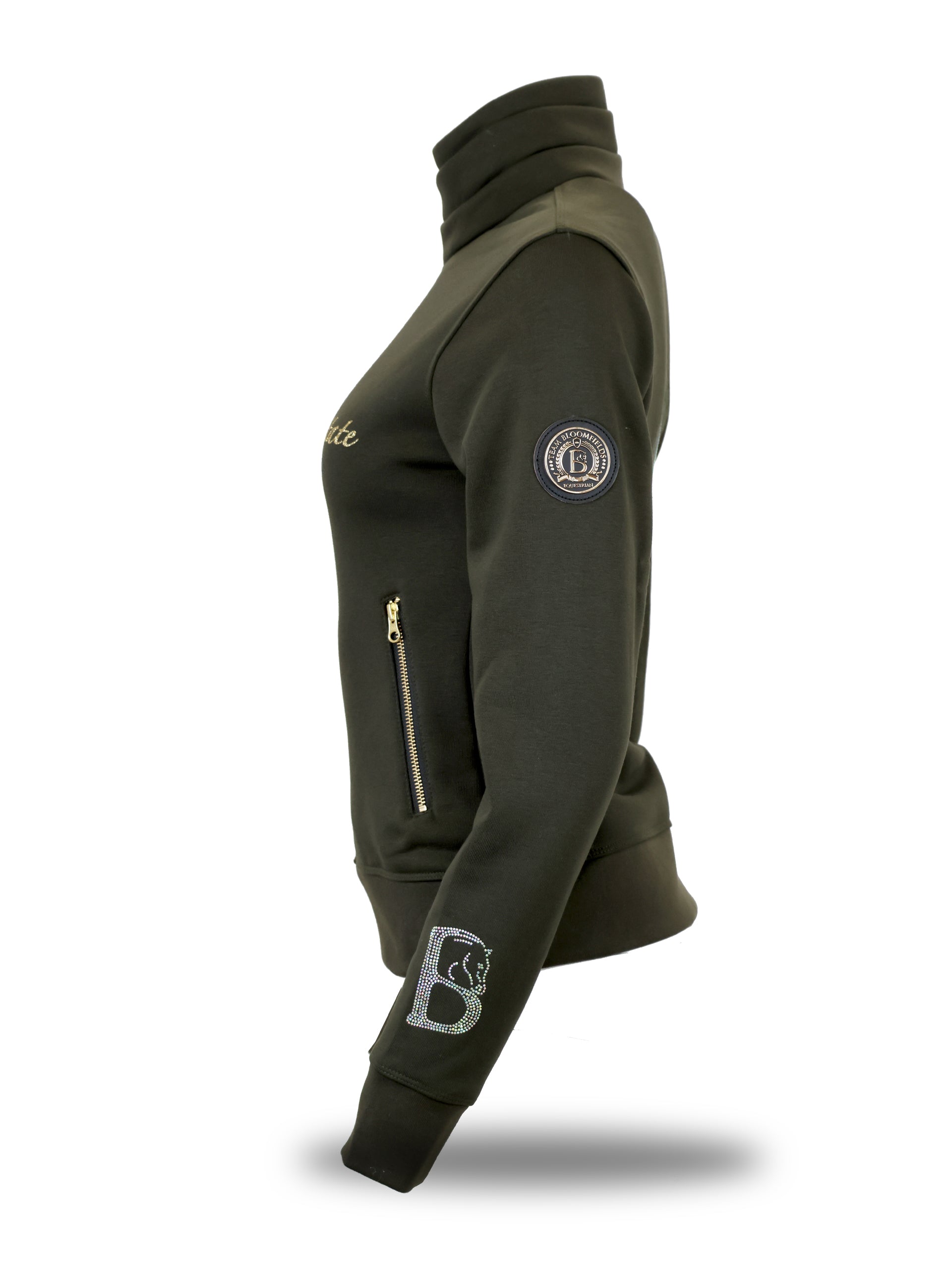 Kids Sade in Olive & Black Glitter & Quarter Zip Top