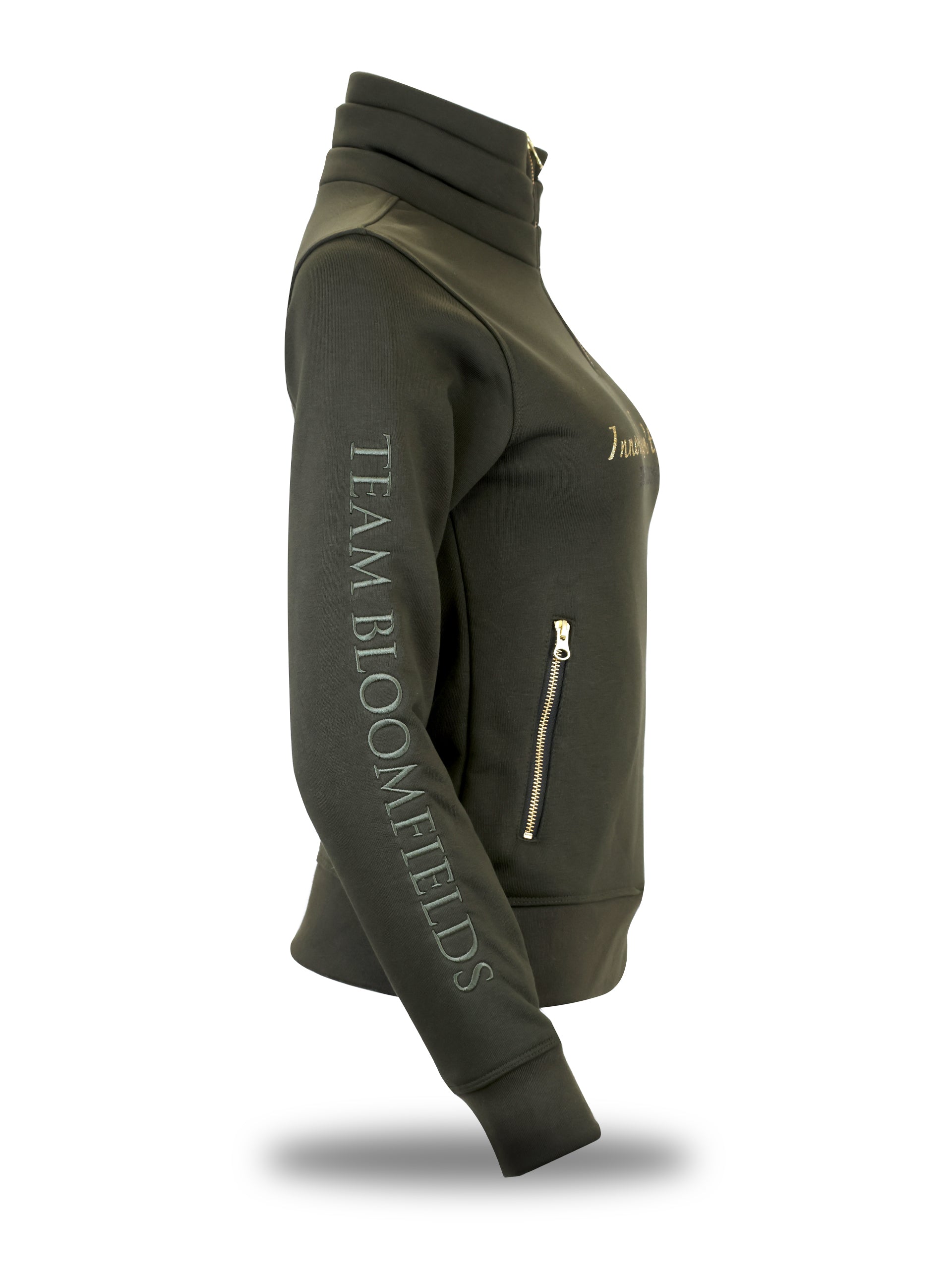 Sade in Olive With Black & Gold Glitter and Quarter Zip Top