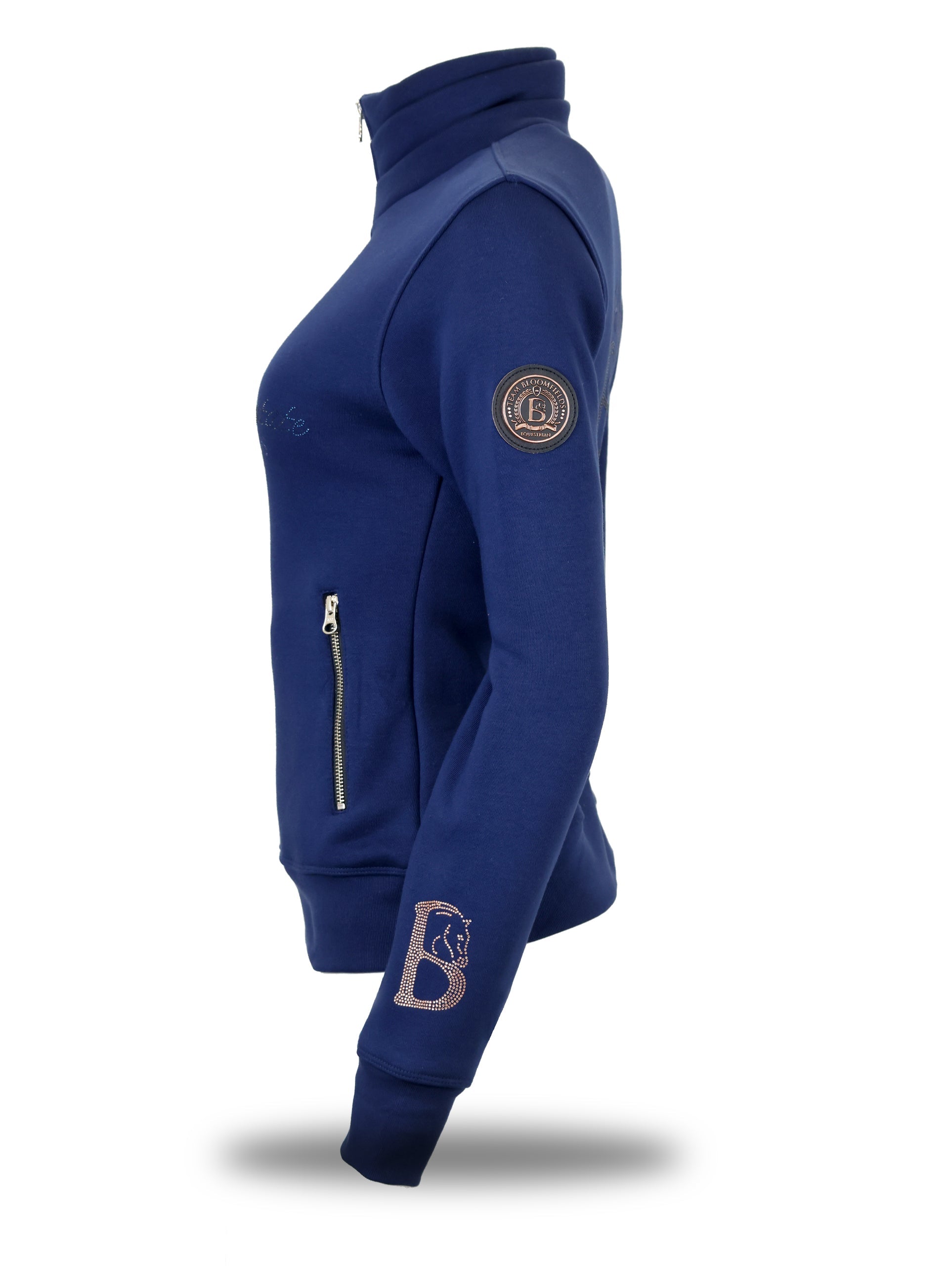 Sade in Navy & Navy Rhinestones & Quarter Zip Top