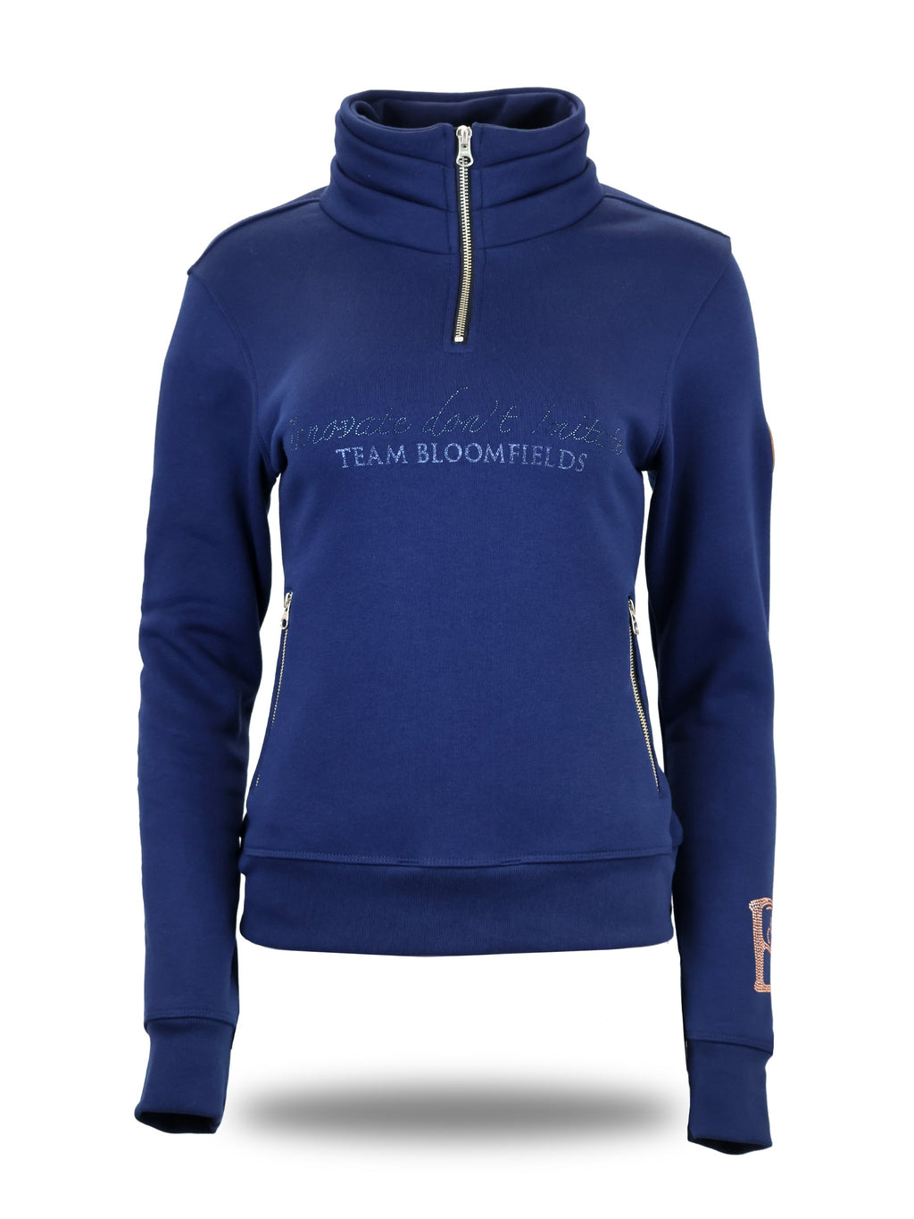 Sade in Navy & Navy Rhinestones & Quarter Zip Top