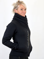 Sabrina Black & Gold Rhinestone Ruffle Collar Top