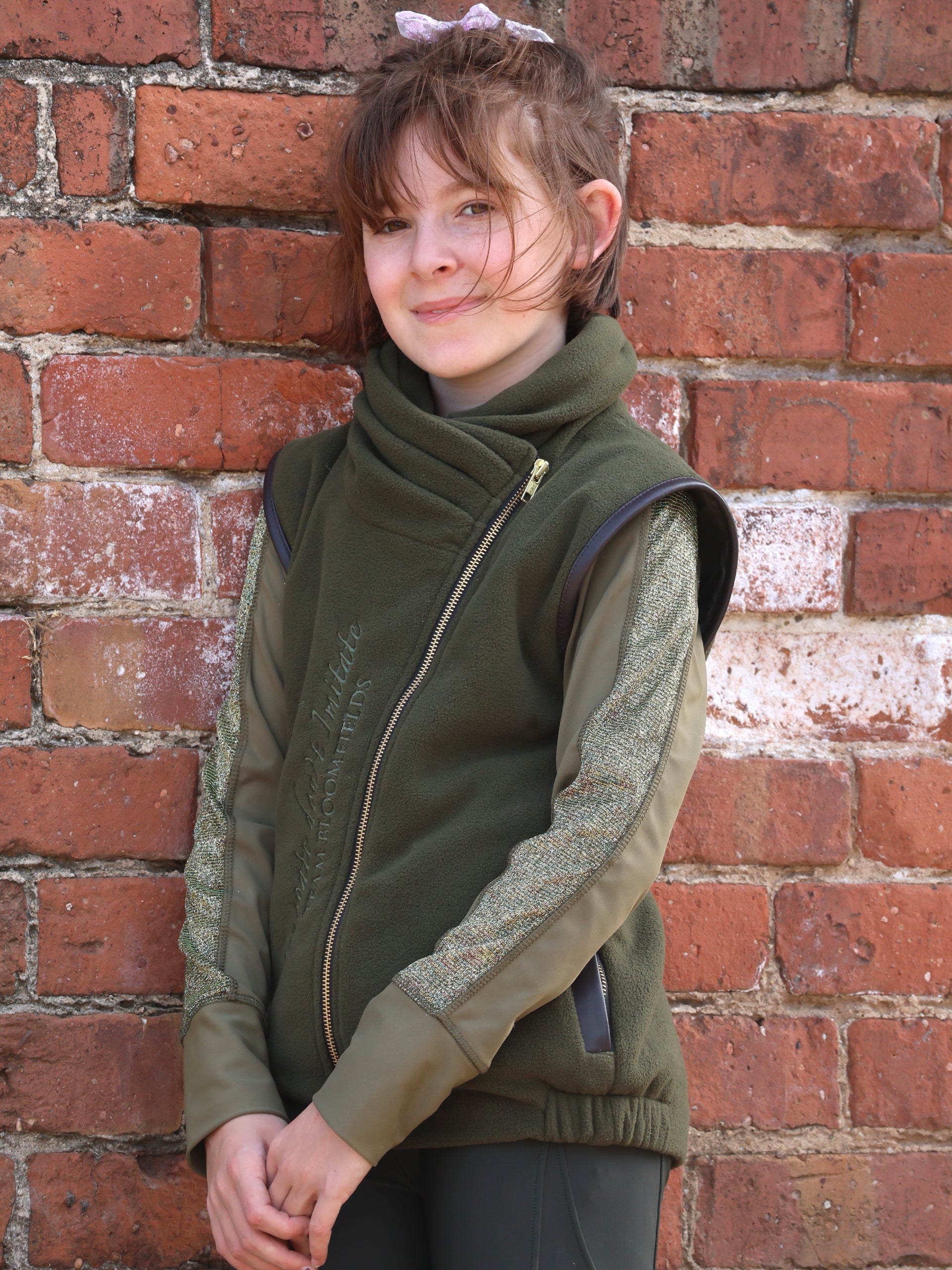 Kids Sienna Olive Country Fleece Gilet