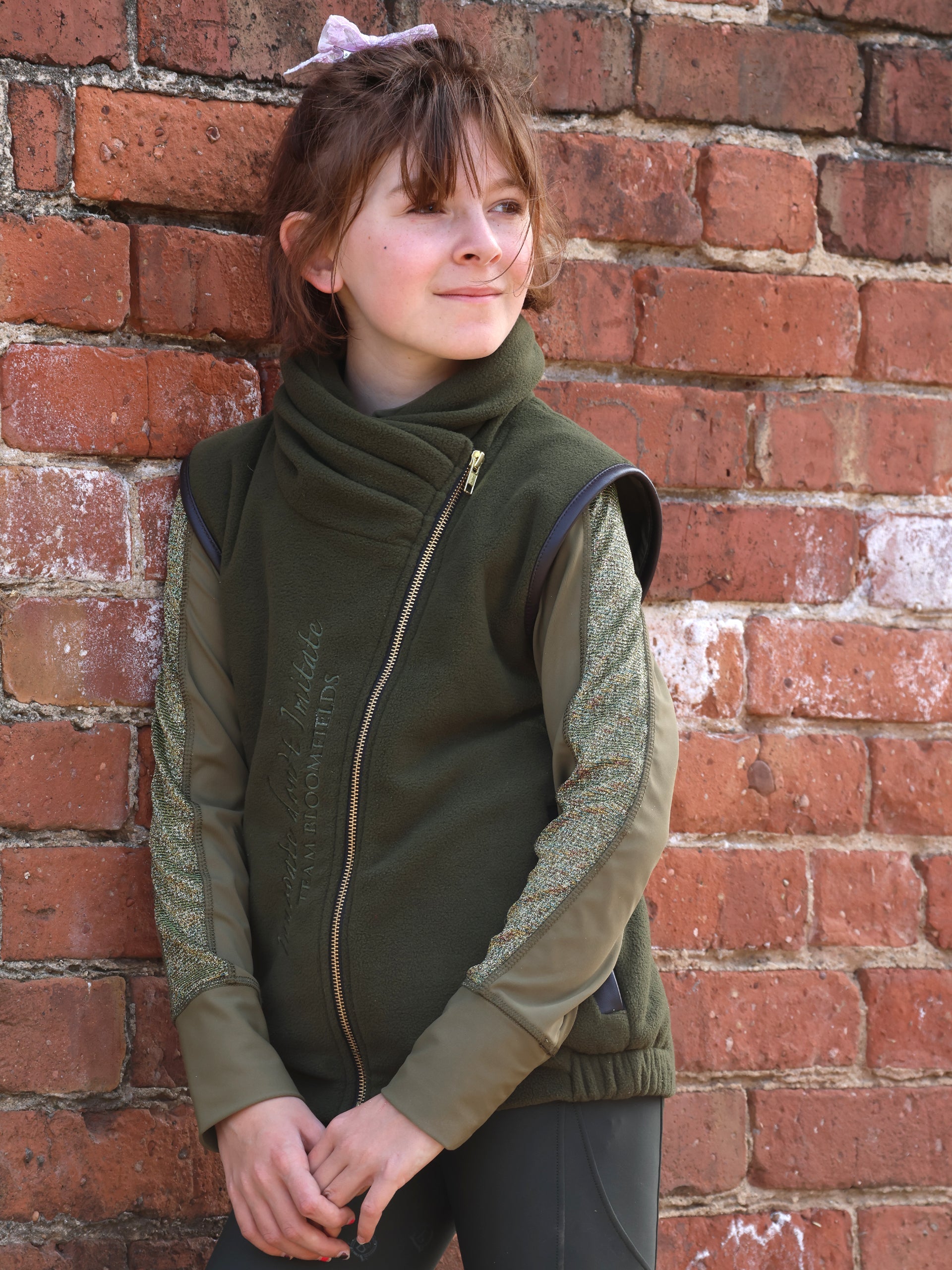 Kids Sienna Olive Country Fleece Gilet