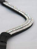 Browband- Silver Crystal V Shape in Black Leather