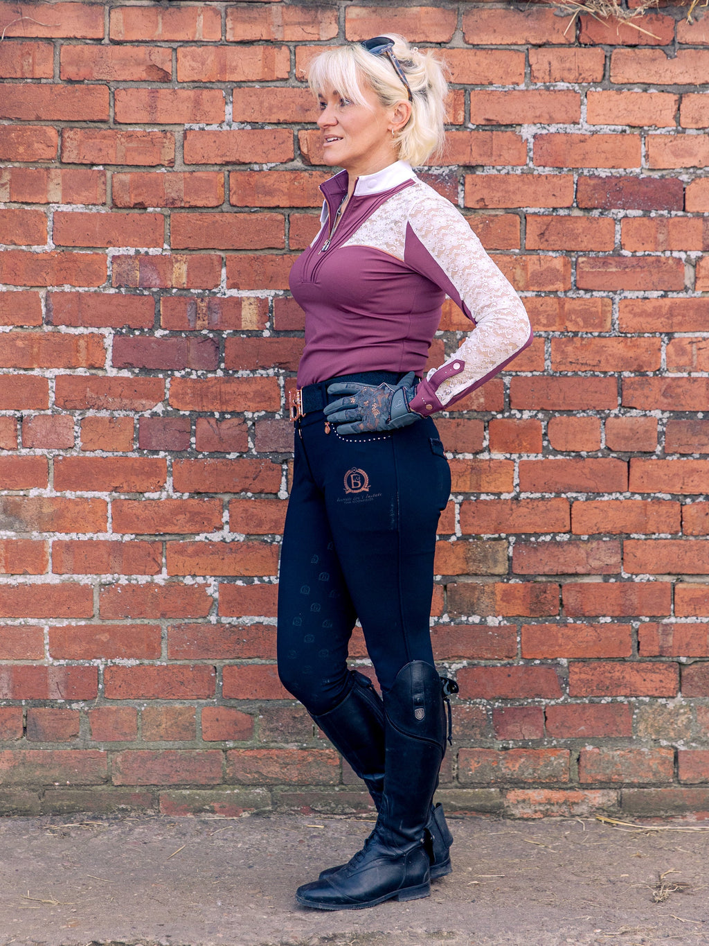 Sophia Burgundy & White Lace Show Shirt
