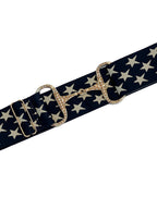 Black With Stars & Gold Rhinestone Snaffle Belt