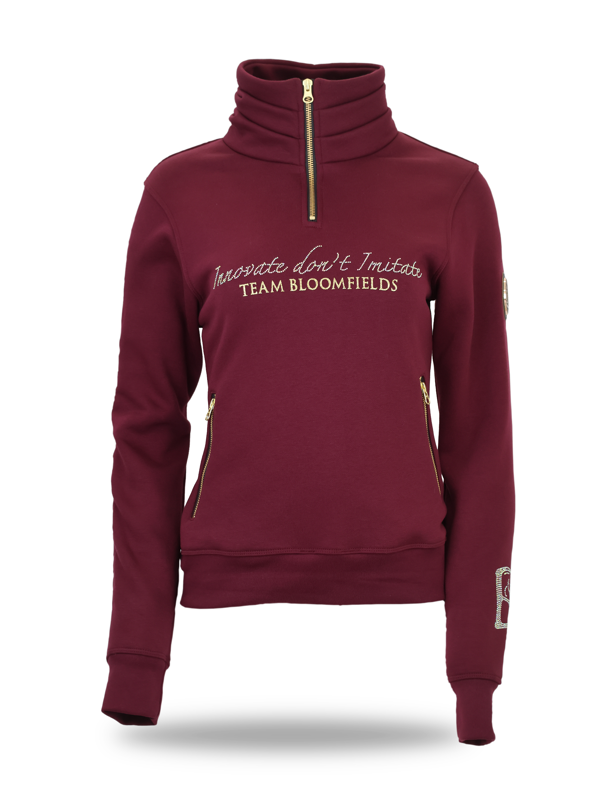 Kids Sade in Burgundy & White Rhinestone & Quarter Zip Top