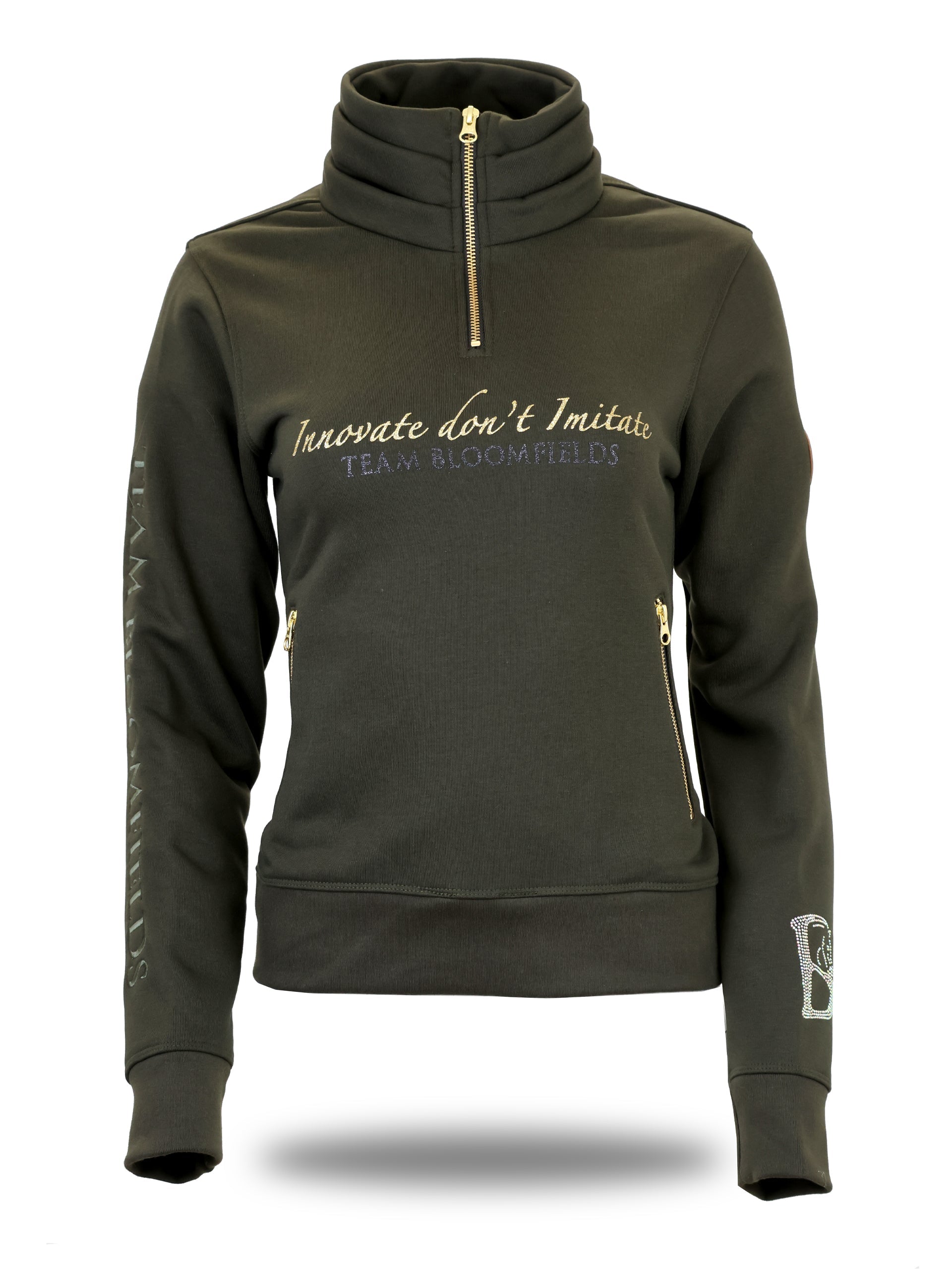 Sade in Olive With Black & Gold Glitter and Quarter Zip Top