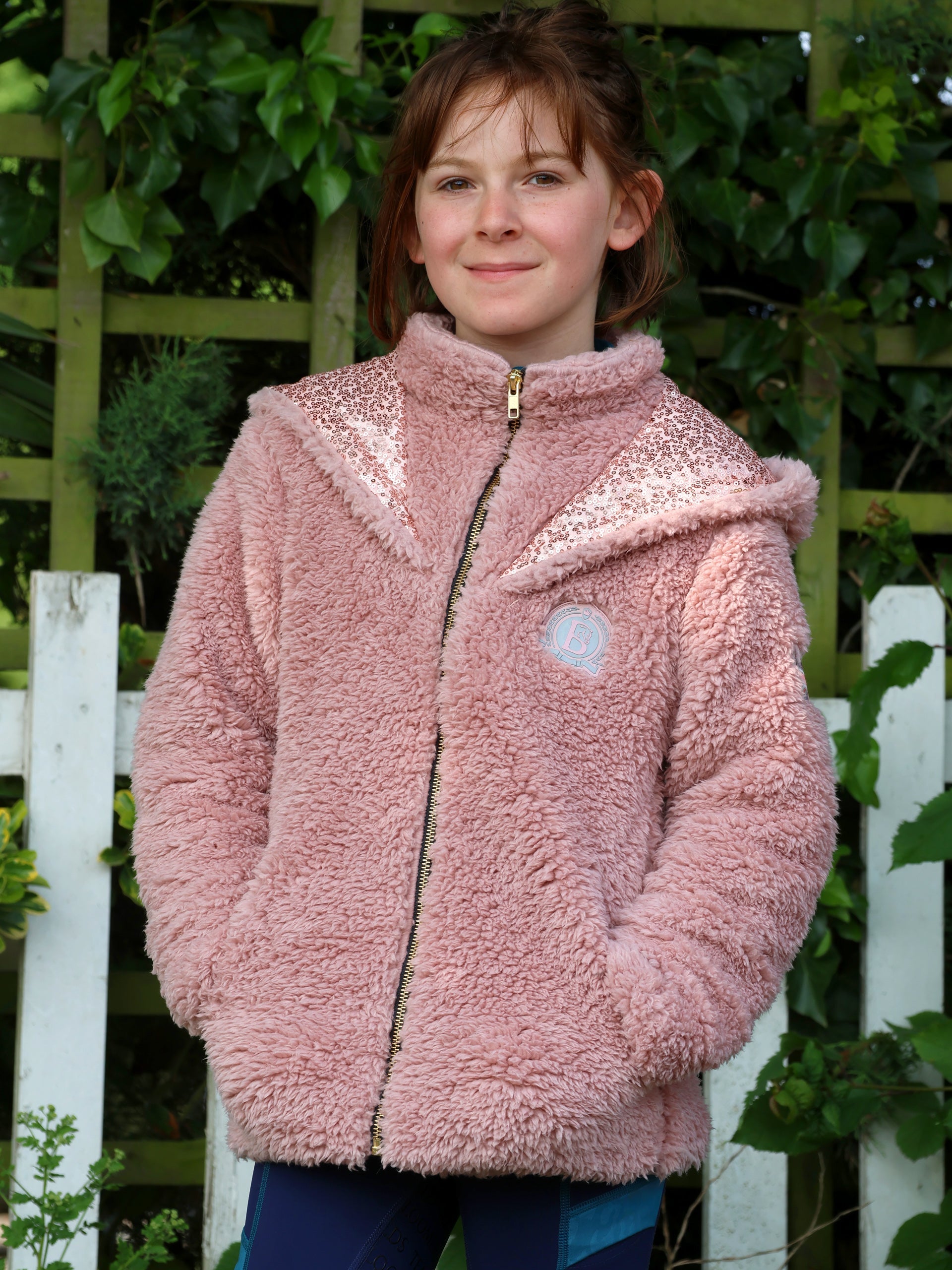 Kids Taggie Pink Double Collar Teddybear Fleece
