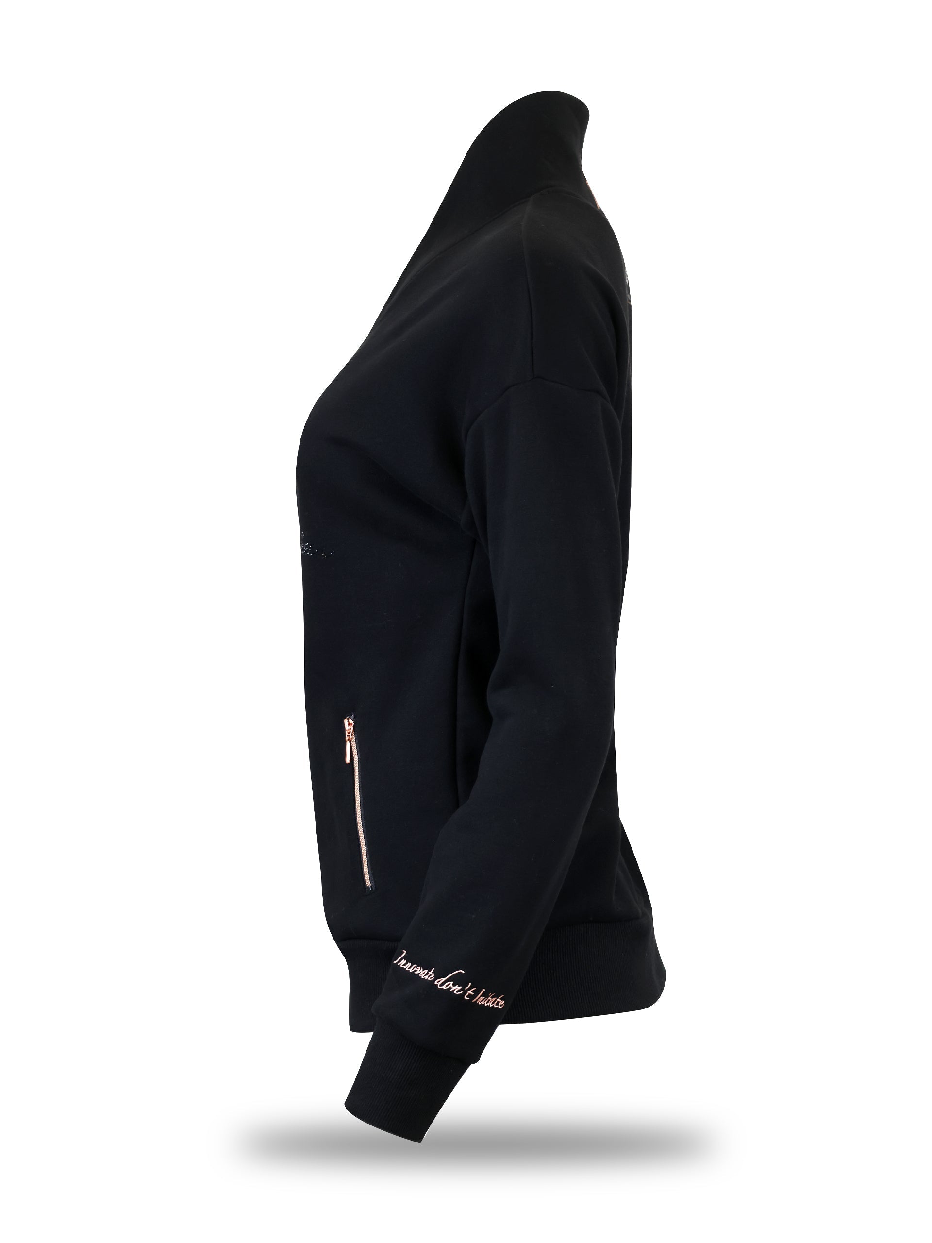 Vanessa V Neck Top In Black & Rose Gold