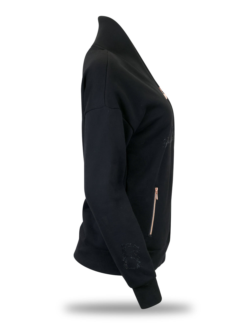 Vanessa V Neck Top In Black & Rose Gold