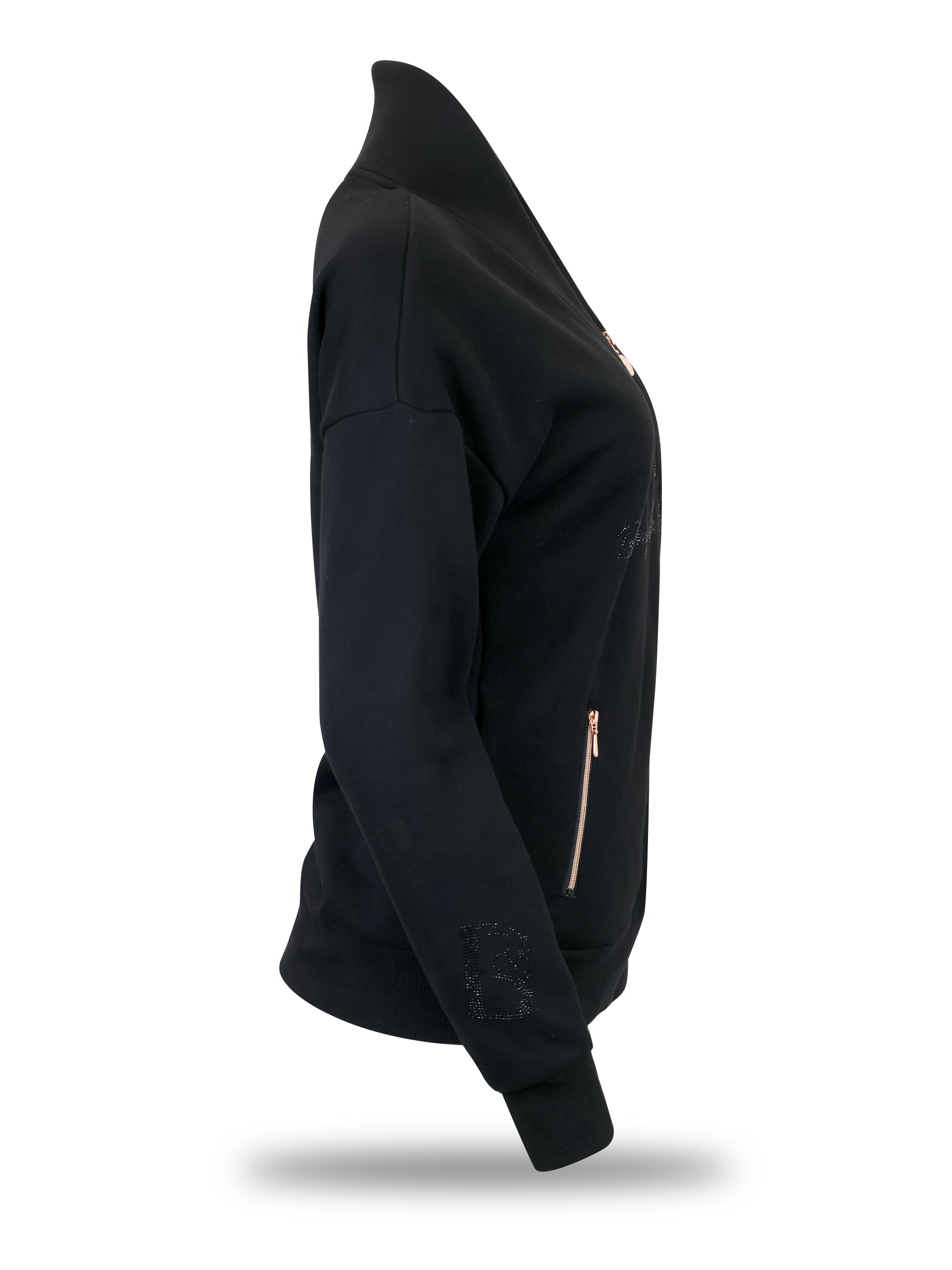 Vanessa V Neck Top In Black & Rose Gold