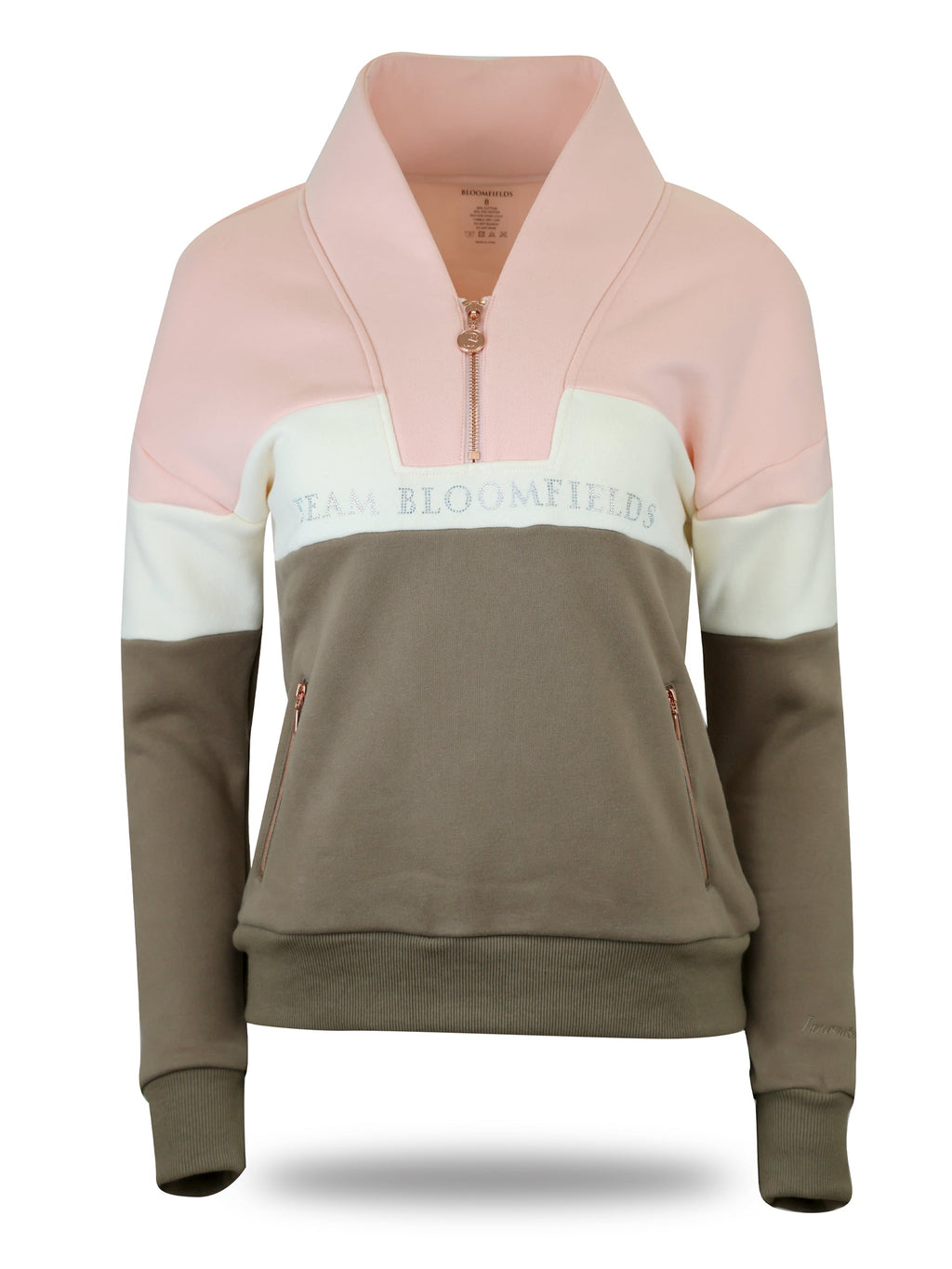 Vanessa V Neck Top In Tri-Colour Pink, Cream & Khaki