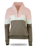 Vanessa V Neck Top In Tri-Colour Pink, Cream & Khaki