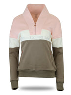Vanessa V Neck Top In Tri-Colour Pink, Cream & Khaki