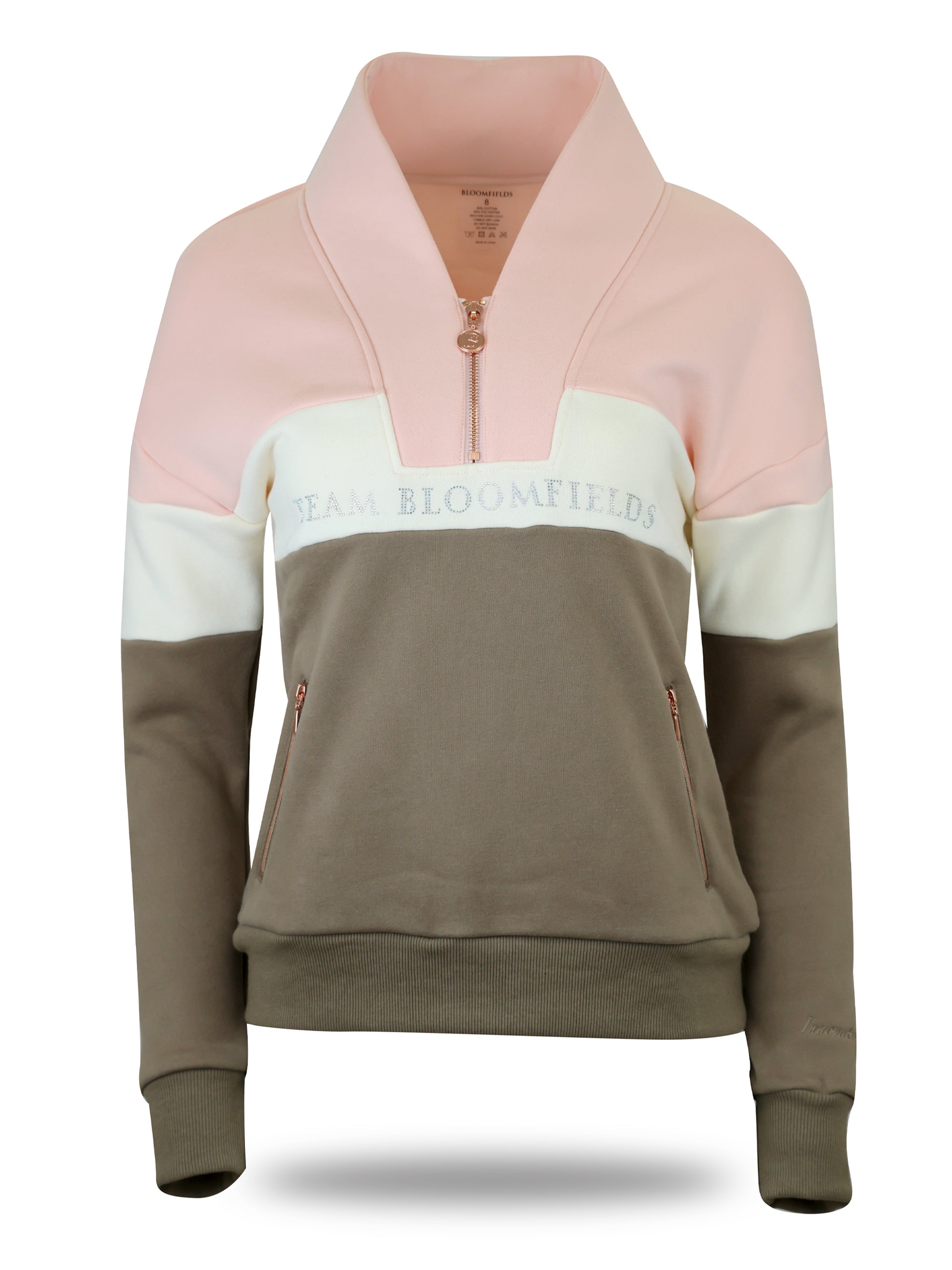 Vanessa V Neck Top In Tri-Colour Pink, Cream & Khaki