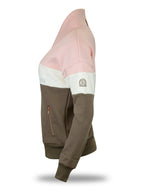Vanessa V Neck Top In Tri-Colour Pink, Cream & Khaki
