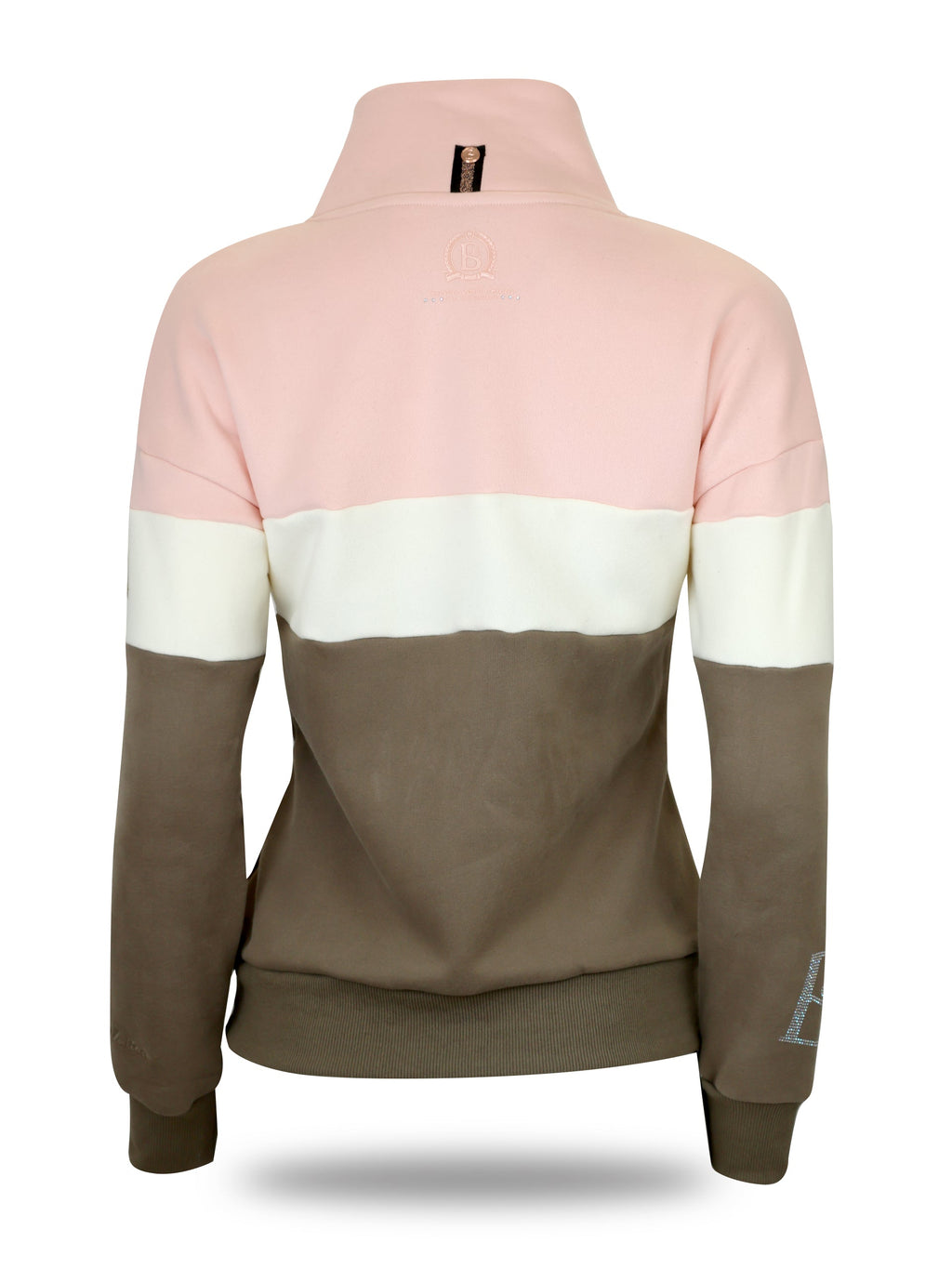 Vanessa V Neck Top In Tri-Colour Pink, Cream & Khaki