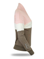 Vanessa V Neck Top In Tri-Colour Pink, Cream & Khaki