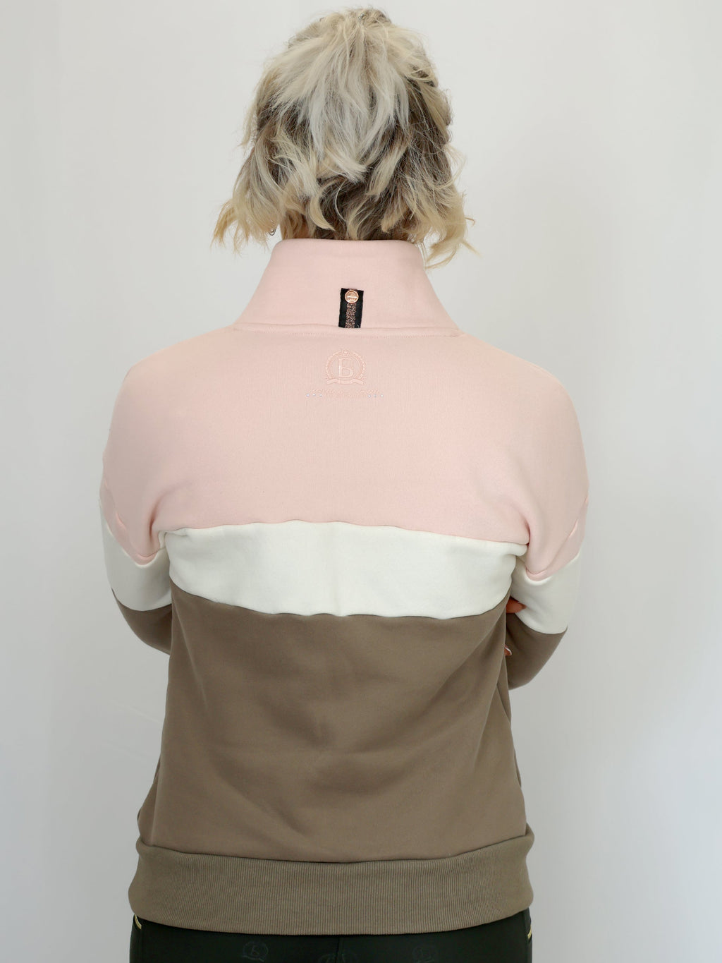 Vanessa V Neck Top In Tri-Colour Pink, Cream & Khaki