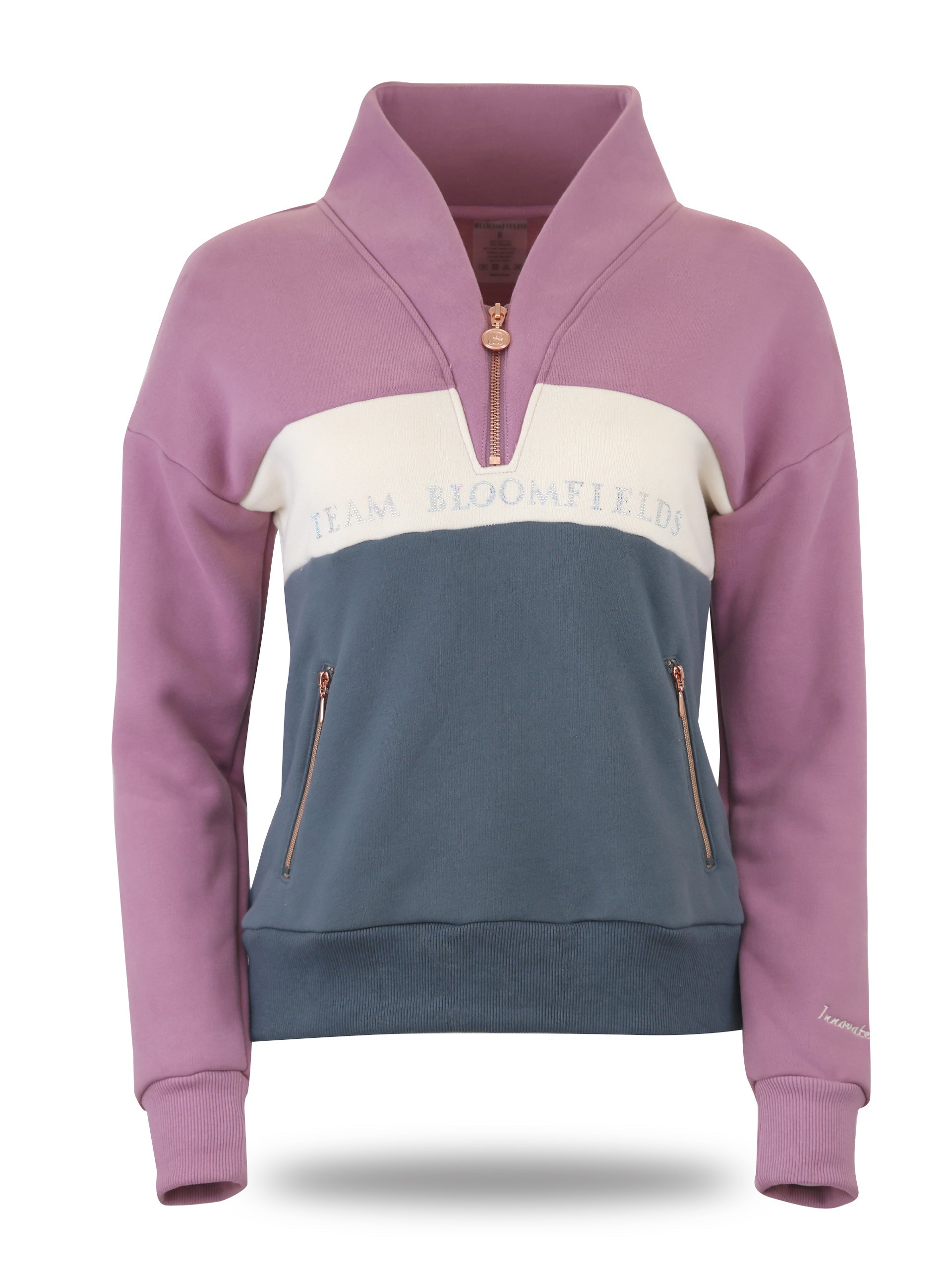 Vanessa V Neck Top In Tri-Colour Pink, Cream & Grey