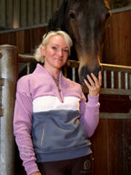 Vanessa V Neck Top In Tri-Colour Pink, Cream & Grey