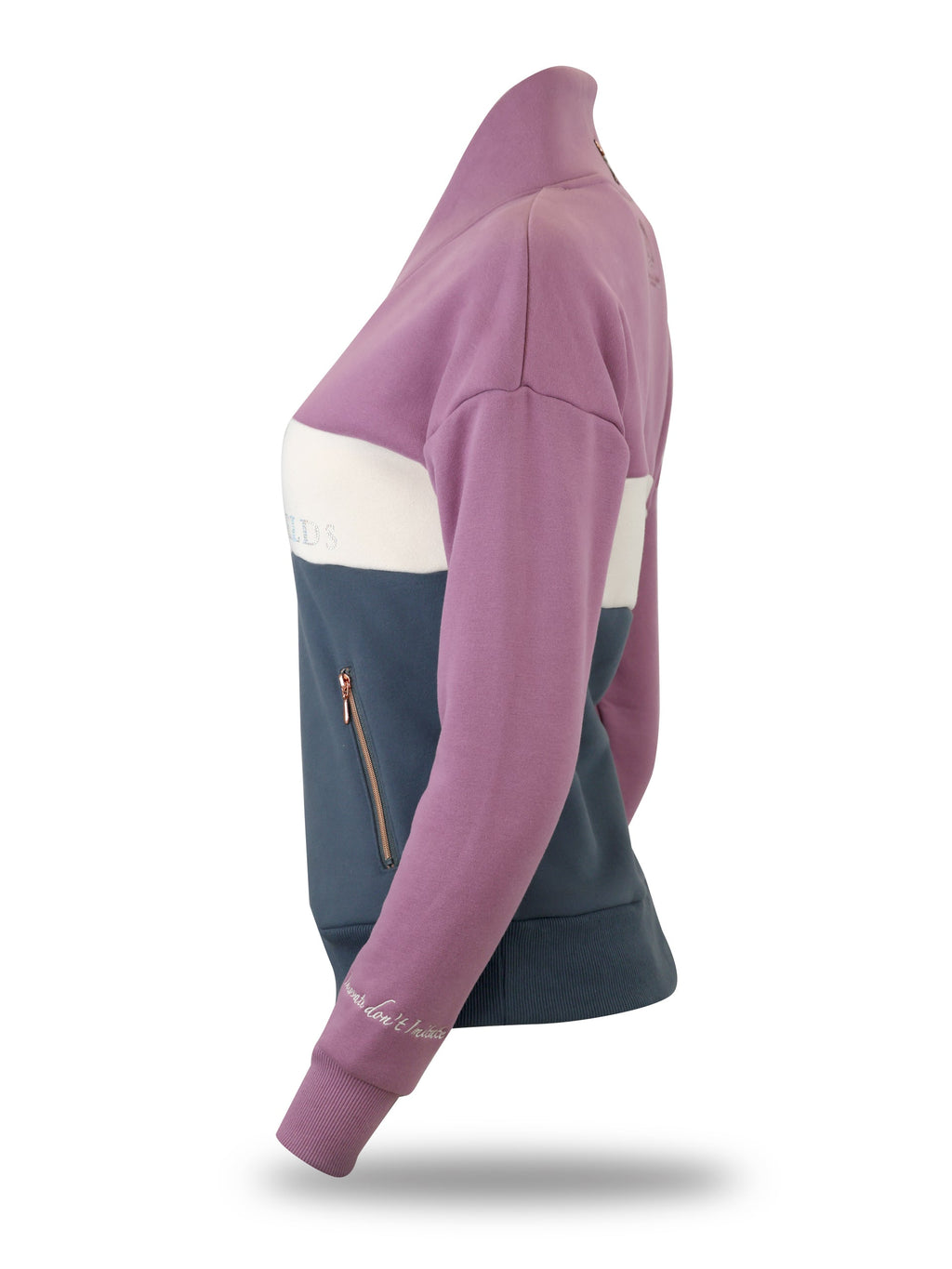 Vanessa V Neck Top In Tri-Colour Pink, Cream & Grey