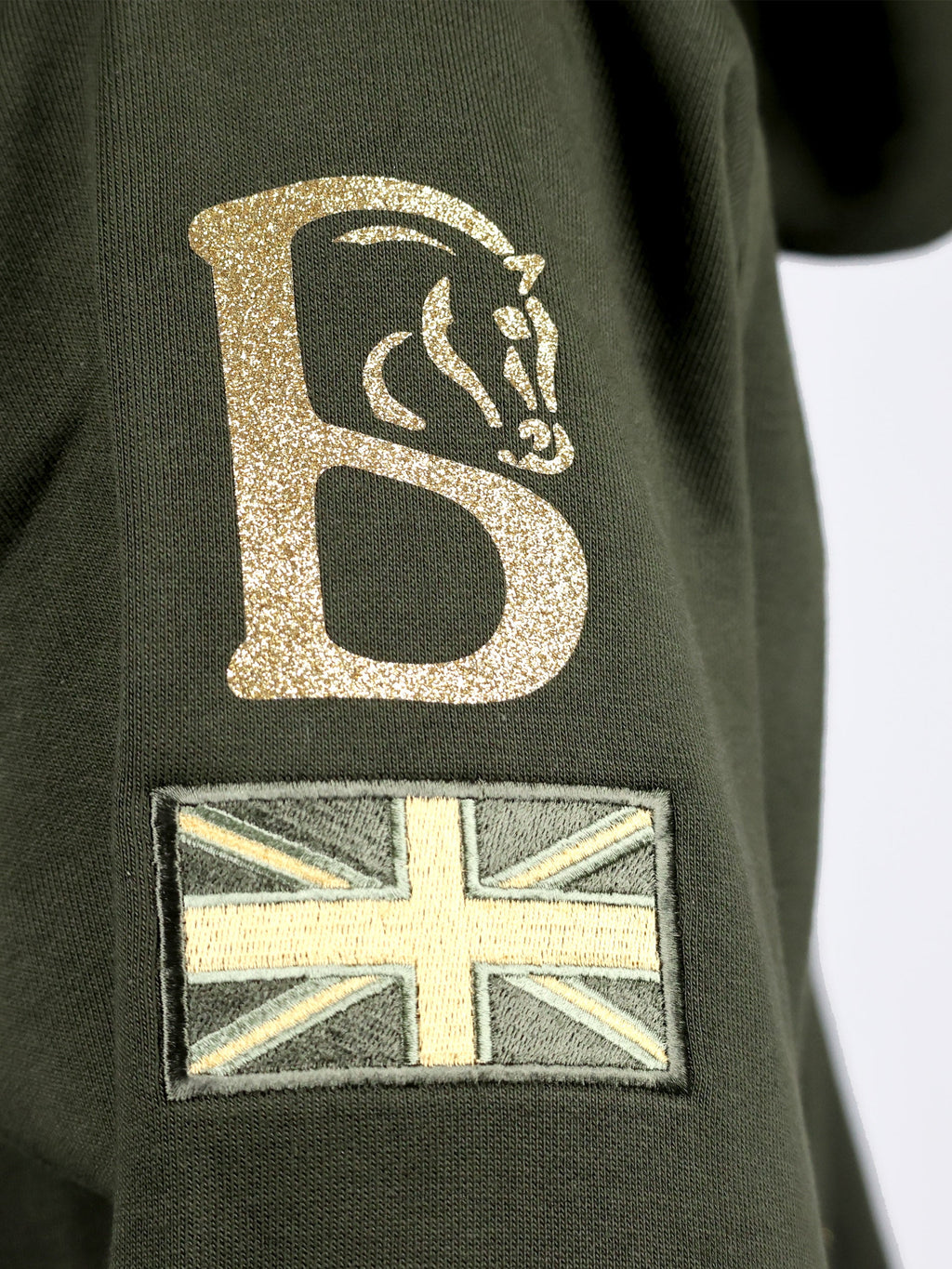 Amelia Olive & Gold Cross Necked Hoodie